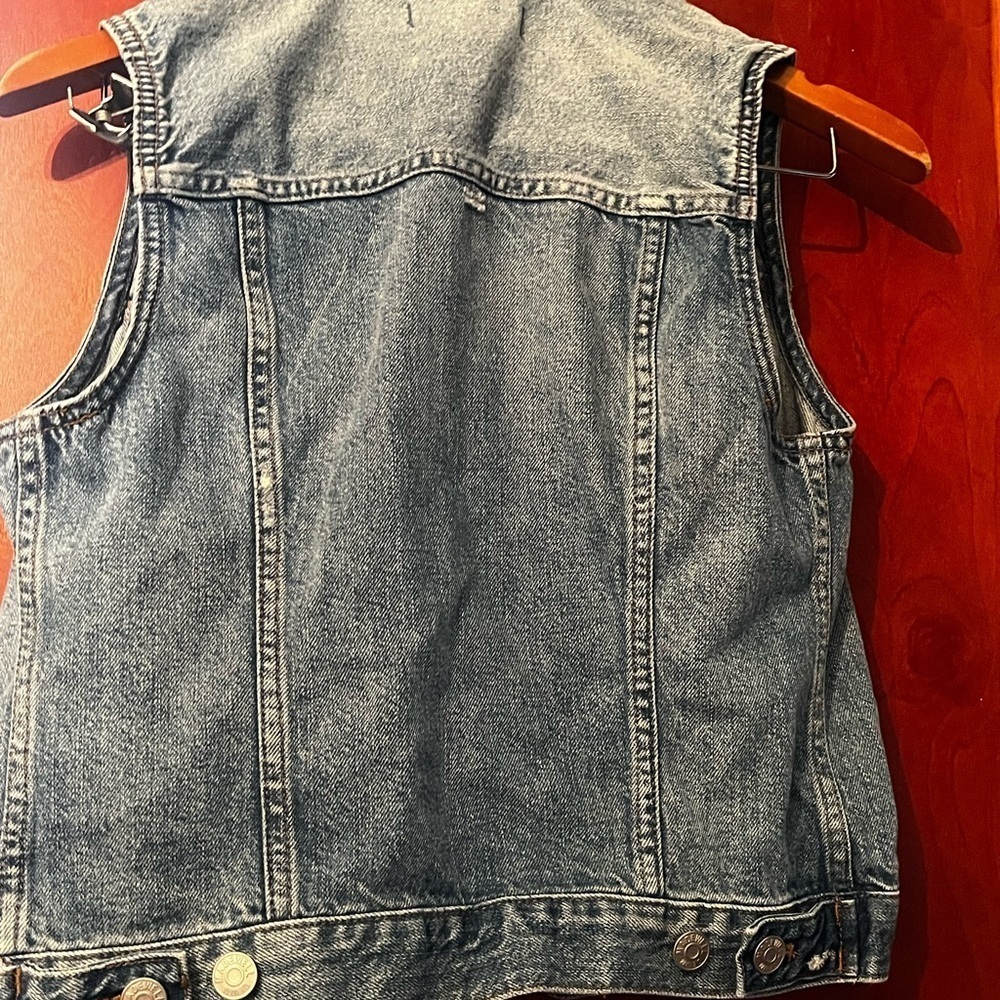 Madewell Vest The Jean Denim Medium Wash Blue Button Front Sz Small Women - Picture 4 of 6